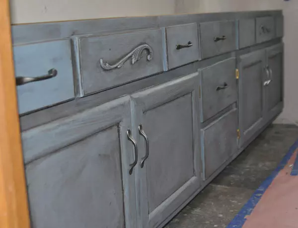 finished chalk paint bathroom cabinets